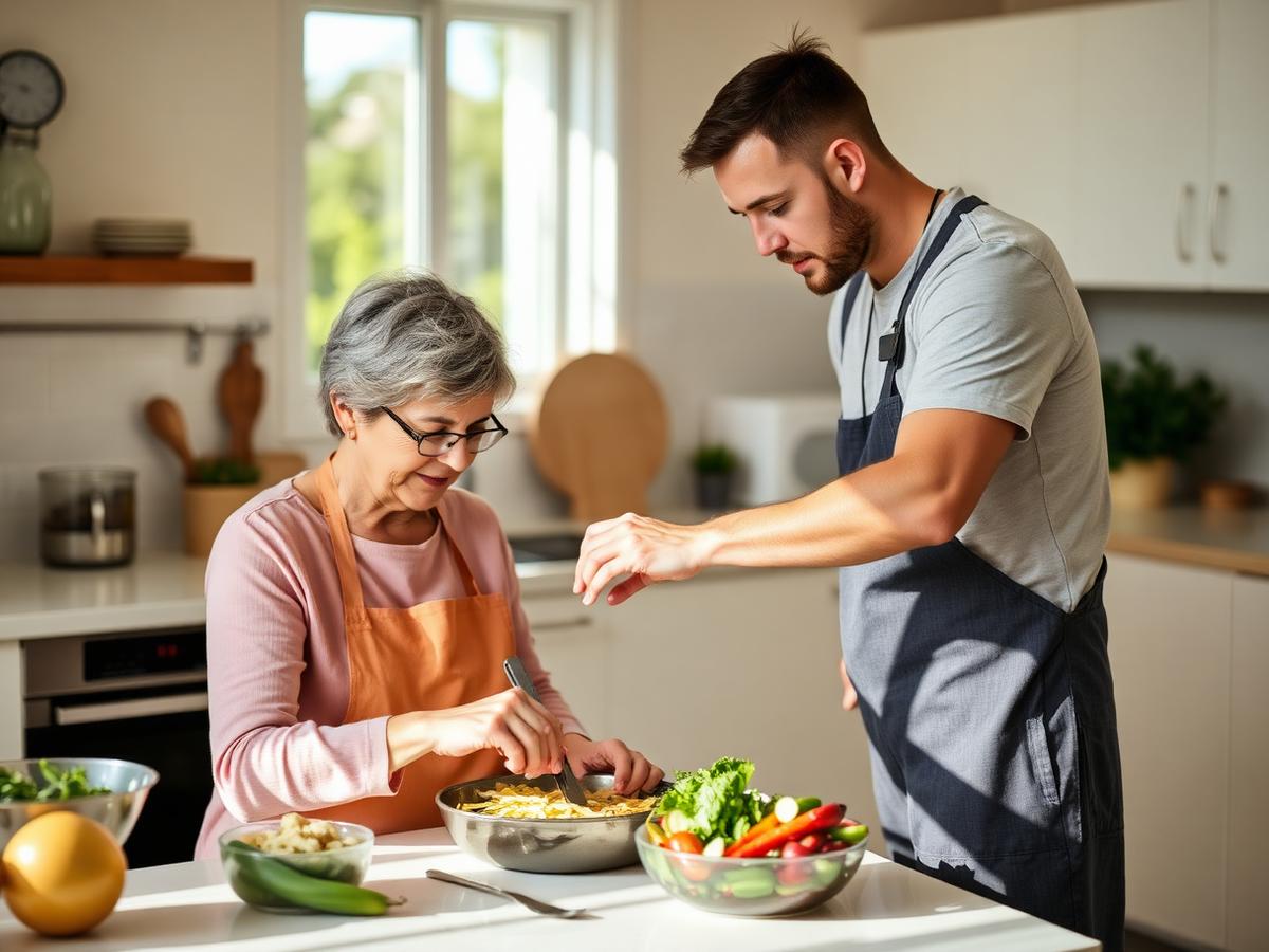 Disability support worker with a participant in an everyday setting